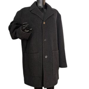 Pronto Uomo Men’s Wool Cashmere Blend Overcoat Car Coat Charcoal Size L